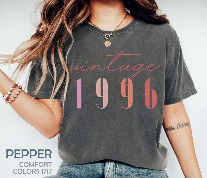 Classic 1996 Shirts For Women, Vintage 30th Birthday Year Number Tshirt For Him, 30th Milestone Best Friend Bday Gift For Her, 30 Bday Shirt Pepper