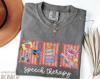 Comfort Colors® Speech Therapy Shirt, Postal Stamp Speech Therapist Assistant Tshirt, SLP SLPA Gift for Speech Language Pathologist T-Shirt