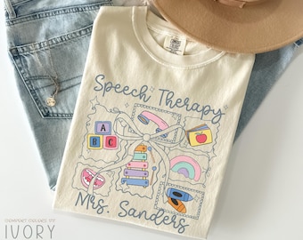 Custom Speech Therapy Comfort Colors® Shirt, Stamp Speech Therapist Assistant Tshirt, SLP SLPA Gift for Speech Language Pathologist T-Shirt