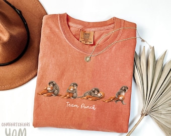 Team Punch Comfort Colors® T-Shirt, Baby Monkey Punch with Plush Toy Shirt, Emotional Support Gift for Animal Lovers, Cute Mothers Day Shirt