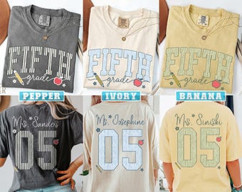 Custom Fifth Grade Teacher Team Shirts, New 5th Grade Teacher T-Shirt, Personalized First Day of Elementary School Tee, Staff Matching Shirt