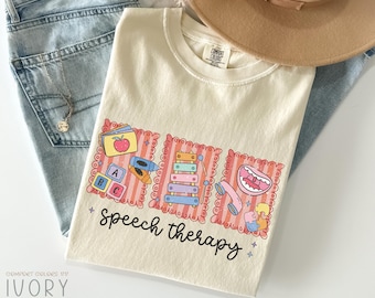 Comfort Colors® Speech Therapy Shirt, Postal Stamp Speech Therapist Assistant Tshirt, SLP SLPA Gift for Speech Language Pathologist T-Shirt