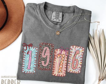Classic 1976 Shirts For Women, Vintage 50th Birthday Year Number Tshirt For Mom, Coquette Birthday, Custom 50 Milestone Bday Gift For Dad