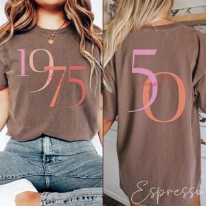 Classic 1975 Shirts For Women, Vintage 50th Birthday Year Number Tshirt For Him, 50th Milestone Bday Gift For Her, Custom 50 Bday T-Shirt