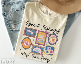 Custom Speech Therapy Comfort Colors® Shirt, Stamp Speech Therapist Assistant Tshirt, SLP SLPA Gift for Speech Language Pathologist T-Shirt