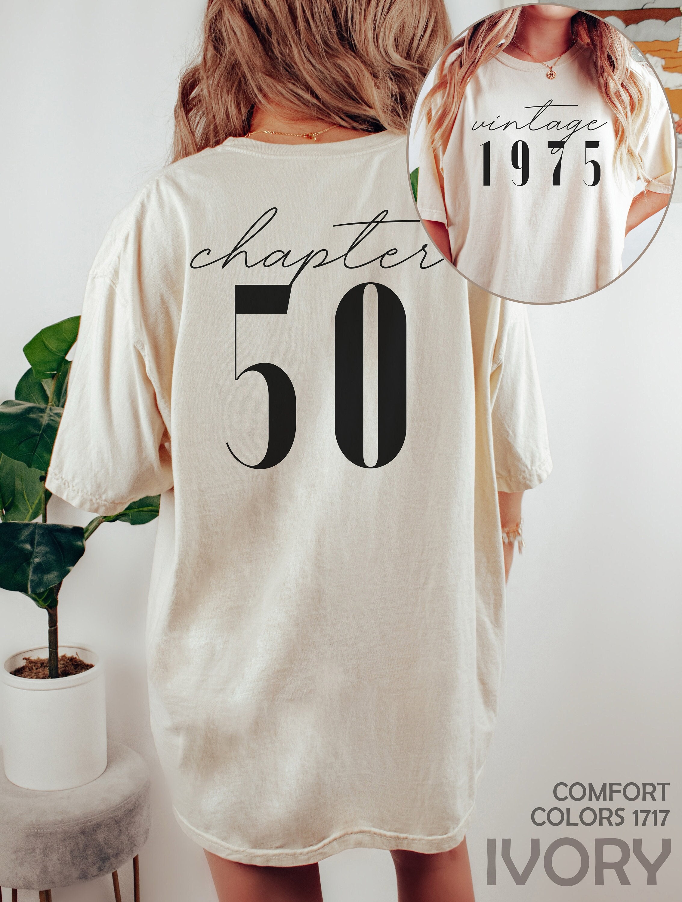 Classic 1975 Shirts For Women, Vintage 50th Birthday Year Number Tshirt For Him, 50th Milestone Bday Gift For Her, Custom 50 Bday T-Shirt