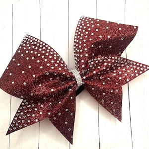 Maroon Cheer Bow Rhinestone Competition Cheer Bow Maroon Team Bows for Cheerleader Bow with Rhinestones Cheer Gift