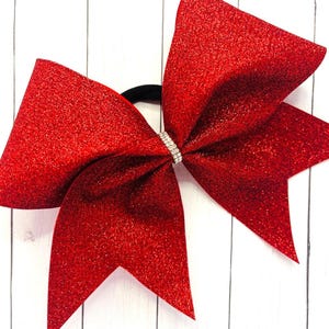 Glitter Cheer Bow Cheer Competition Cheer Bow Team Cheer Bow Glitter Red Cheer Bow School Cheerleading Bow Cheer Gift Cheerleading Comp Bow