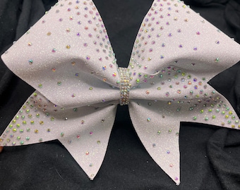 Cheer Bow Rhinestone WF White Cheerleading Bow All Star Cheer Bow Competition Cheer Bow Team CheerBows