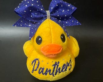Good Luck Cheer Duck 8" Personalized Plush Duck Cheer Bow Competition Good Luck Duck Cheerleading Gift Competition Cheer Team Gift