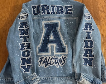 Football Mom Jean Jacket Custom Game Day Denim Jacket Cheer Mom Jacket Football Mom Gift for Game Day for Football Team Mom Gift