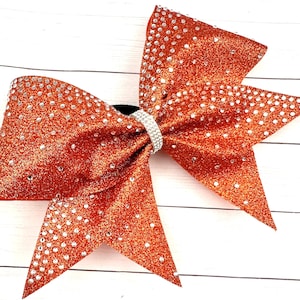 Orange Cheer Bow Rhinestone Cheerleading Bow All Star Cheer Bow Competition Cheer Team Bow Competition Bow Cheer Squad Bow All Star Cheer