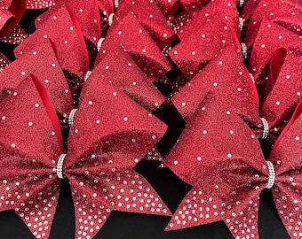 Red Rhinestone Cheer Bow Red Cheer Squad Bow All Star Team Bow Competition Cheer Bow Rhinestone Cheer Bow Team Cheer Bow Game Day Cheer Bow