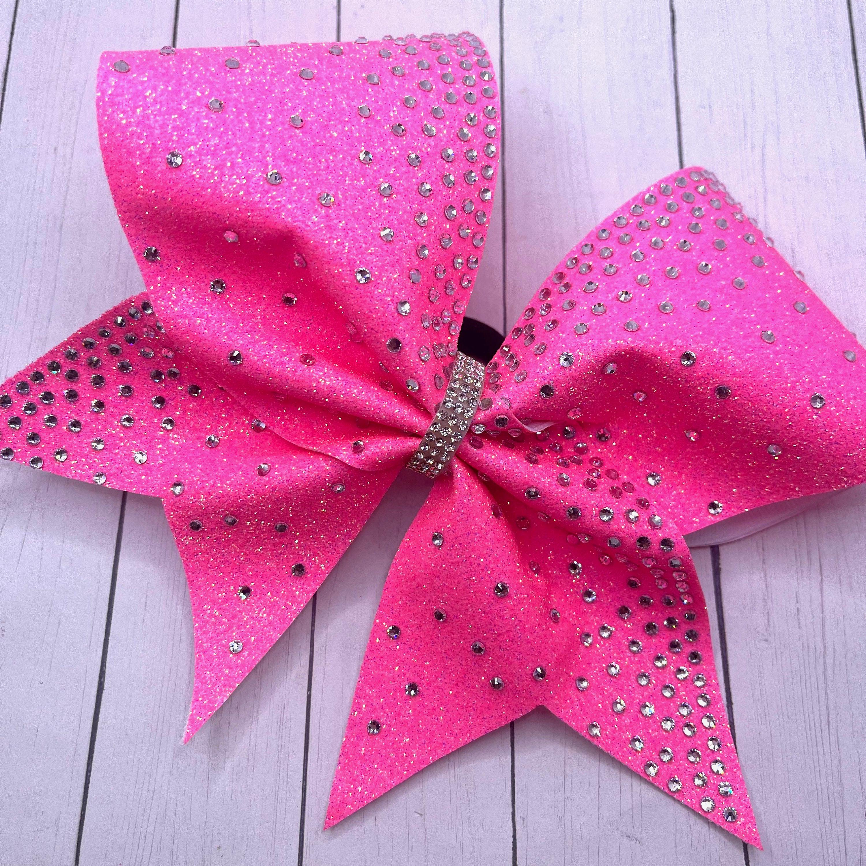Pink Rhinestone Bow Neon Pink Rhinestone Cheer Bow: Glitter All Star Competition Bow - Etsy