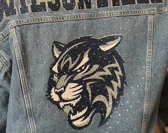 Football Jean Jacket Custom Game Day Denim Jacket Cheer Mom Custom Jacket Football Mom Personalized Jean Jacket Custom Team Mom Gift Idea
