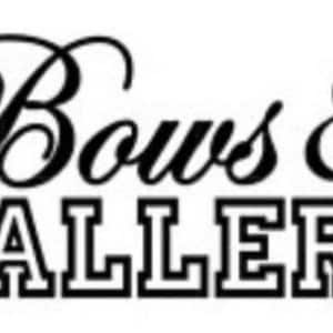 May include: A black and white graphic design featuring the text Bows & BALLERS. The word Bows is written in a black cursive script font, while the word BALLERS is displayed below in a bold, black, block-style collegiate font with white outlines.