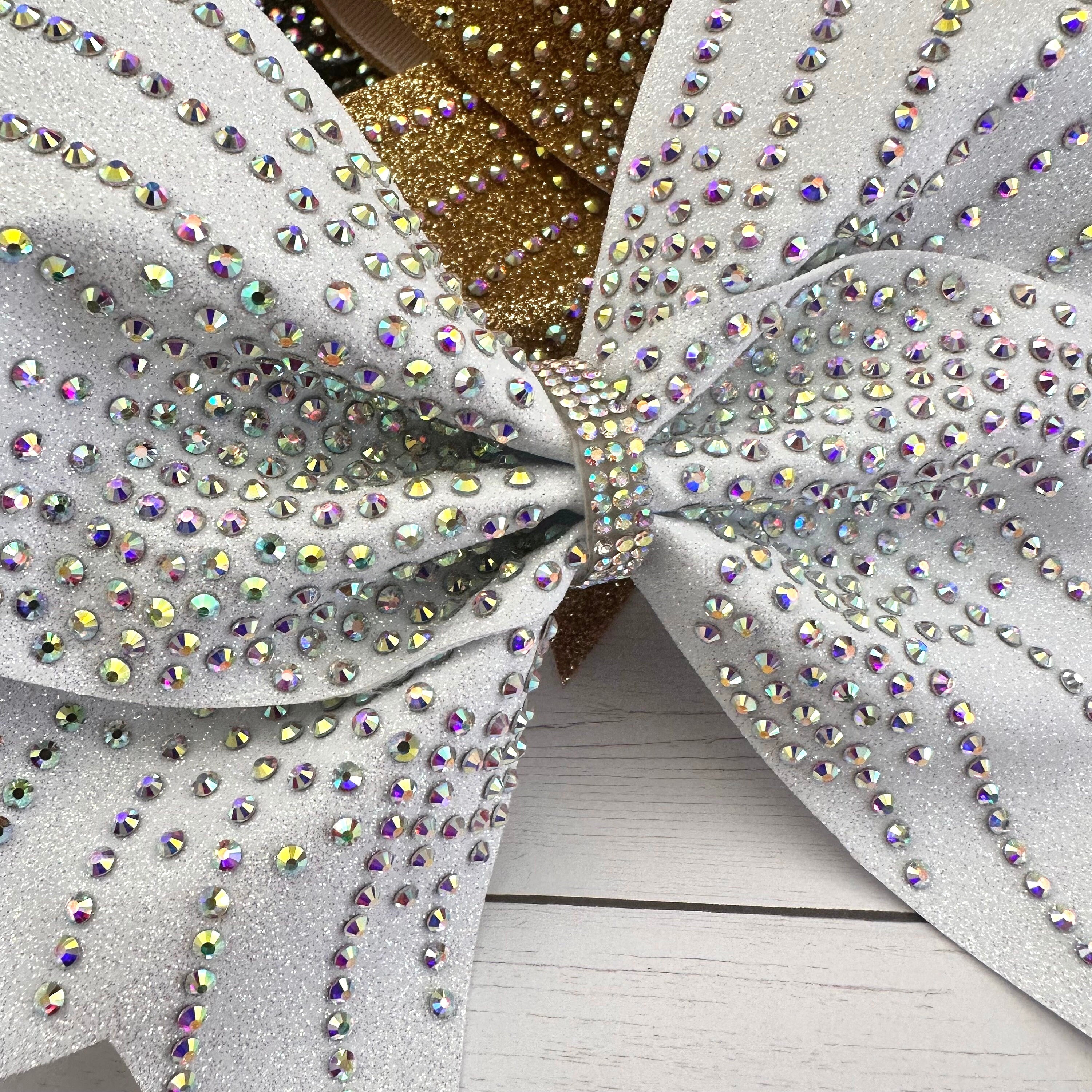 White Team Cheer Bow Rhinestone Cheerleading Bow All Star Cheer Bow ...