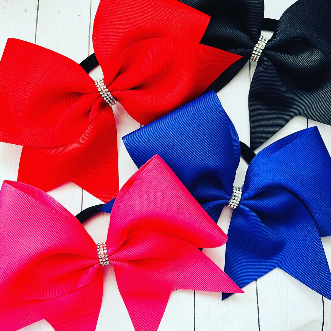 Cheer Bow 3 Ribbon Cheer Bow With Rhinestone Center Etsy