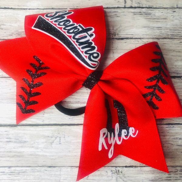 Custom Softball Bow Team softball bow softball player gift for softball coach little sister bow for baseball mom bow for softball team