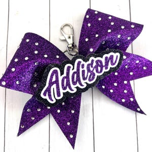 Cheer Bow Bag Tag Keychain Bow Cheer Backpack Bow Cheer Gift Team Bulk Cheer Gift Bag Cheer Coach Gift Lanyard Cheer Backpack Accessory