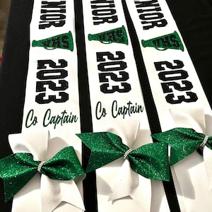 Senior Sash Set Senior Gift Homecoming Senior Sash Set  Personalized with School Initials and Name Senior Gift Senior Cheer Bow