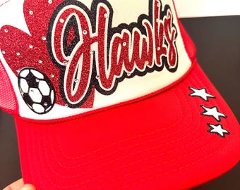 Aangepaste voetbalhoed voetbal moeder hoed voetbal moeder cadeau voor team moeder cadeau sprankelende hoed aangepaste trucker hoed aangepaste voetbal hoed wedstrijddag