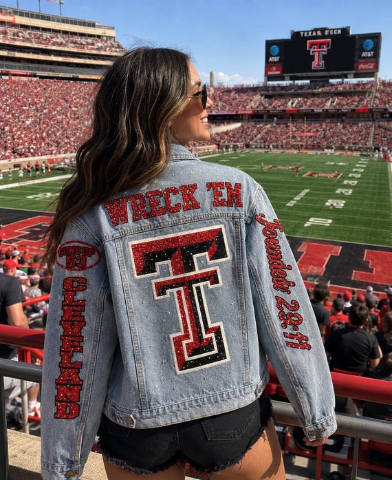 College Jean Jacket Game Day Denim Jacket Custom Team Jacket Mom Football Jacket Cheer Mom Baseball Coat Coach Custom Team Mom Gift Idea