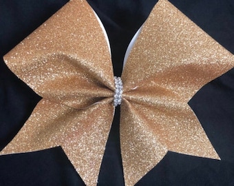Gold Glitter Cheer Bows, Sparkly Stiff Glitter Cheer Bow, Dance Bow, School Cheer Bow, Competition Bow by BOWSandBALLERS