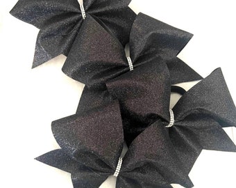 Black Glitter Cheer Bow Team Cheer Bows Black Cheer Bow Glitter Black Bow Competition Cheer Bow School Cheer Bow Cheerleading Bow