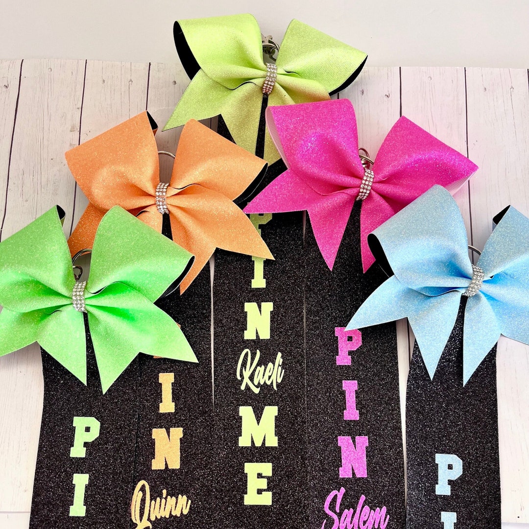 Cheer Pin Me Ribbon Cheer Keychain Cheer Ribbon Pins With Rhinestones