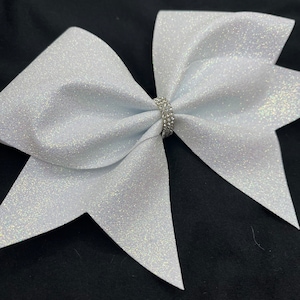 White Cheer Bow Team Cheer Bow with Rhinestone Center Program Bow Competition Cheer Bow Cheer Squad Bow School Cheer Bow Team Cheer Bows