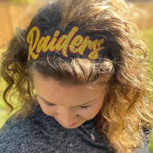 Glitter Headband Custom Headband Team Headband Glitter School Headband Dance Headband Cheer Headband Custom Teacher Gift for Mom Raiders