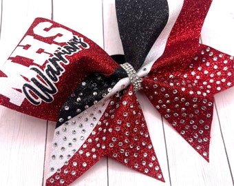 Custom Cheer Bow: Full Glitter with Rhinestone Accents and Custom Lettering