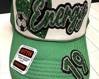 Custom Soccer Hat Soccer Mom Hat Soccer Mom Gift for Team Mom Gift Sparkly Hat Custom Trucker Hat Custom Soccer Hat Game Day