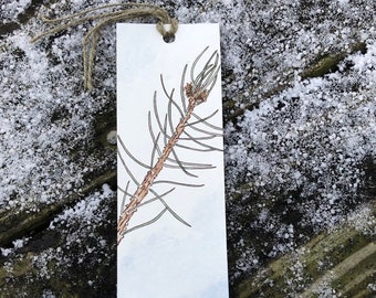 Botanical Bookmark, Pine Tree Bookmark, Botanical Illustration Art, Watercolor Bookmark, Watercolor Illustration Bookmark