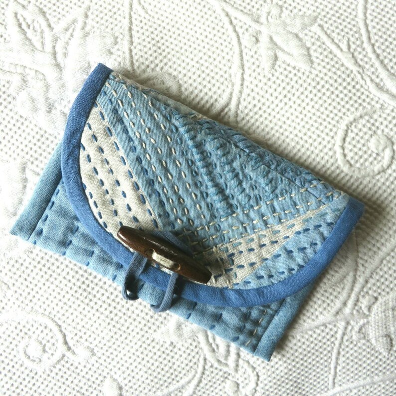 Boro style Sashiko denim pouch