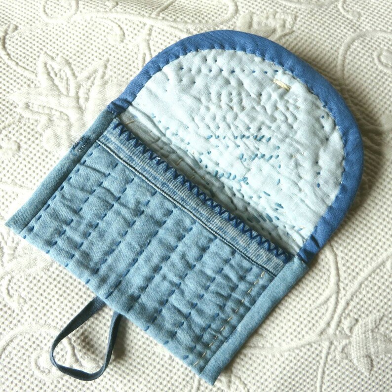 Boro style Sashiko denim pouch