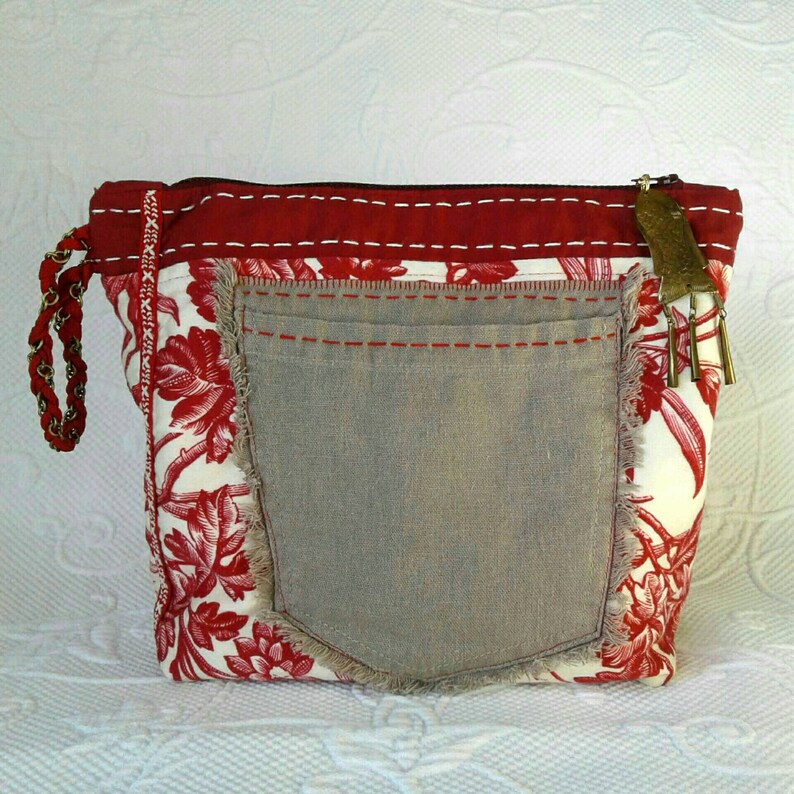 Sashiko Quilted Repurposed fabrics pouch Hand quilted Etsy