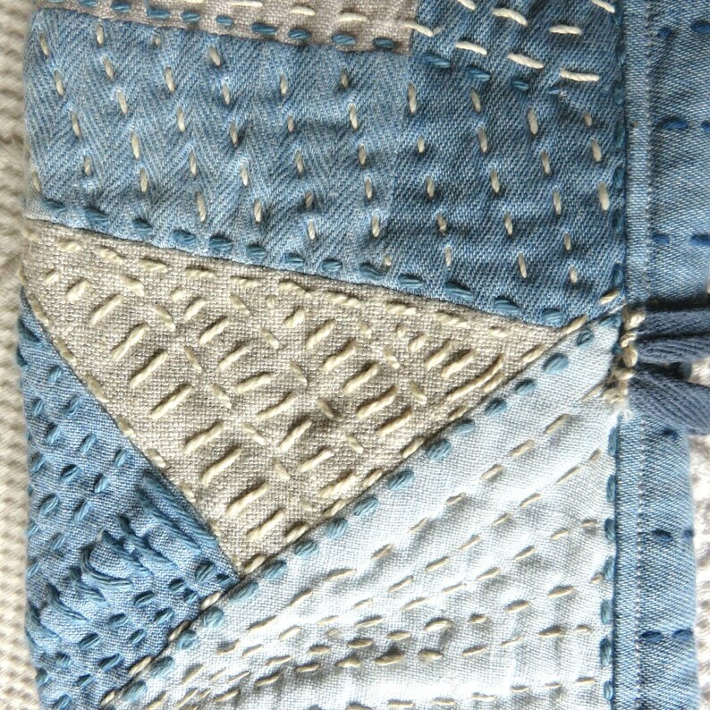 Boro style Sashiko denim pouch