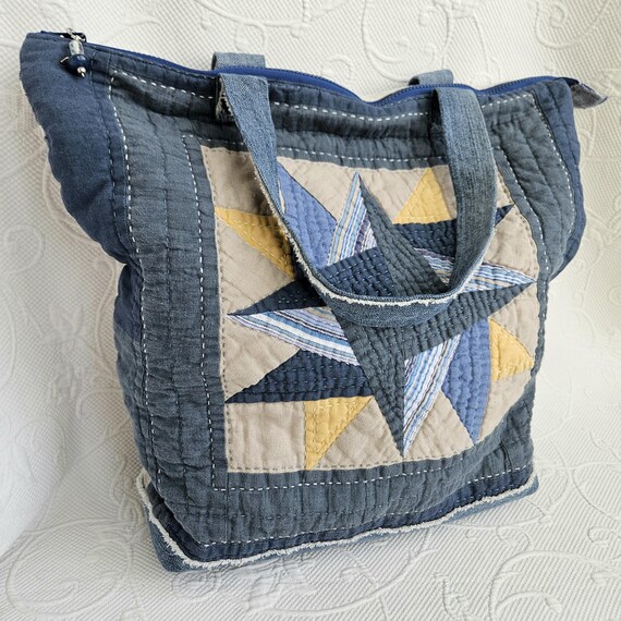 Large Patchwork Star Tote, Giant Quilt Bag