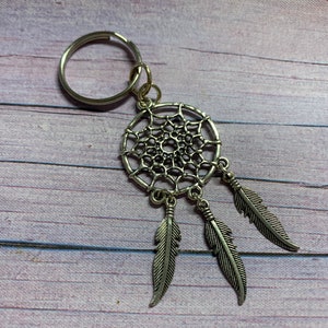 Dreamcatcher Key Ring / Bag Charm, Tibetan Silver Dreamcatcher Key Ring image 1