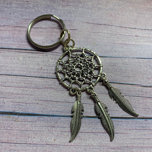 Dreamcatcher Key Ring / Bag Charm, Tibetan Silver Dreamcatcher Key Ring