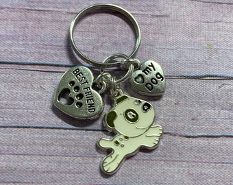 Dog Key Ring, Personalised Dog Key Ring, Best Friend Puppy Dog Key Ring, Dog Lover Gift