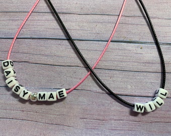 Personalised Necklace, Cord Name Necklace