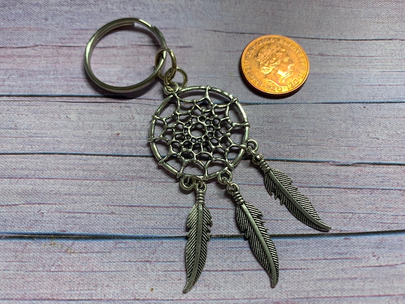 Dreamcatcher Key Ring / Bag Charm, Tibetan Silver Dreamcatcher Key Ring image 3