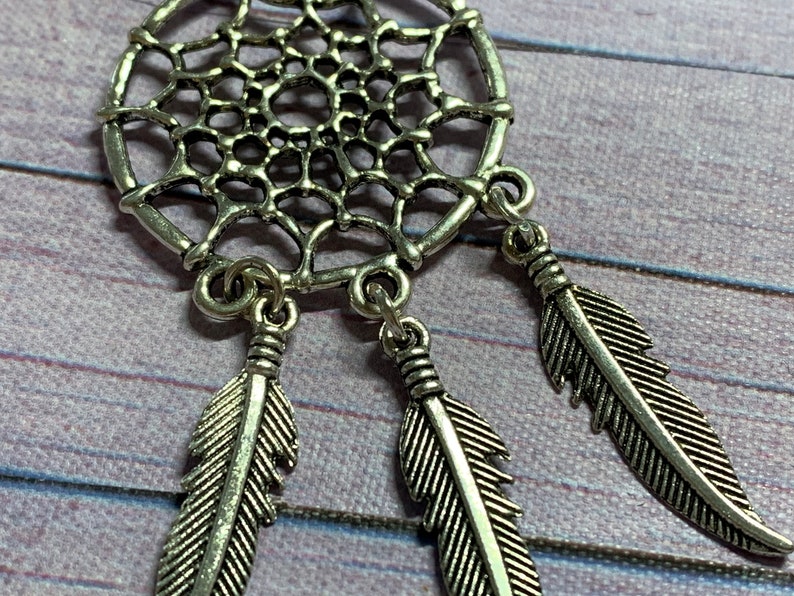 Dreamcatcher Key Ring / Bag Charm, Tibetan Silver Dreamcatcher Key Ring image 2