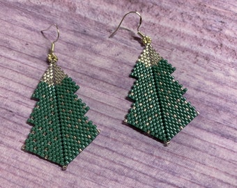 Christmas Tree Earrings, Silver and Green Christmas Tree Earrings, Christmas Party Earrings, Festive Earrings, Christmas Jewellery