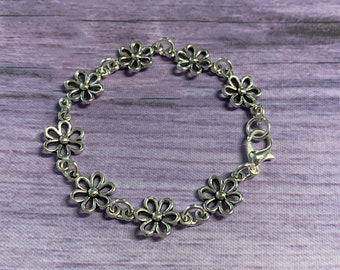 Silver Plated Flower Bracelet, Daisy Chain Bracelet