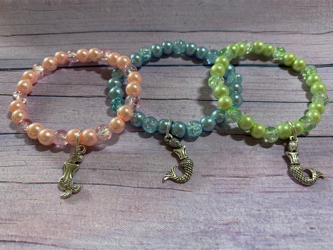 Bracelet Enfant Fille Perles Multicolores Avec Charm Sirène - Bijou Tendance Pour Anniversaire, Cadeau - 2