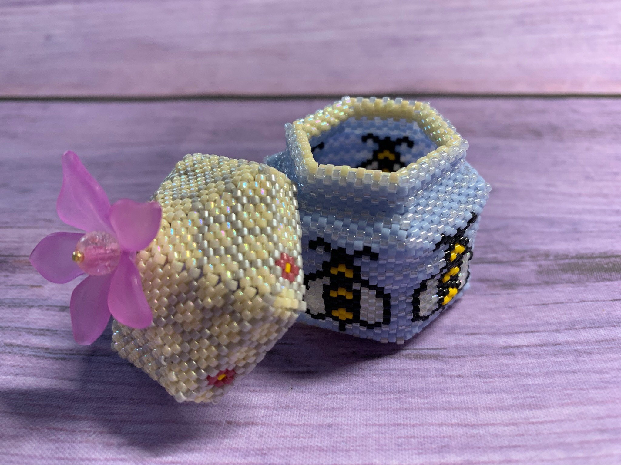 Trinket Box Handmade Seed Bead Trinket Box Pink Trinket Box Etsy